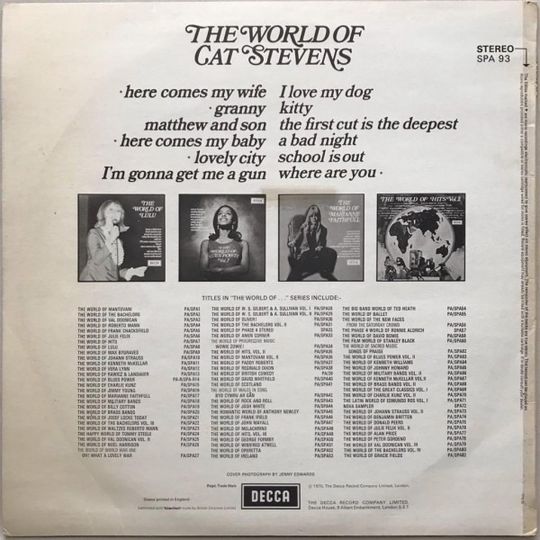 Cat Stevens - The World Of Cat Stevens - LP Vinyl Piringan Hitam PH - Gambar 2