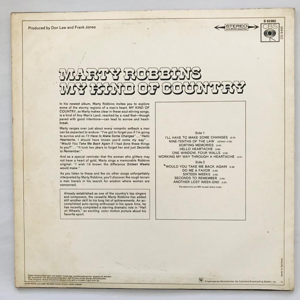 Marty Robbins - My Kind Of Country - LP Vinyl Piringan Hitam PH - Gambar 2