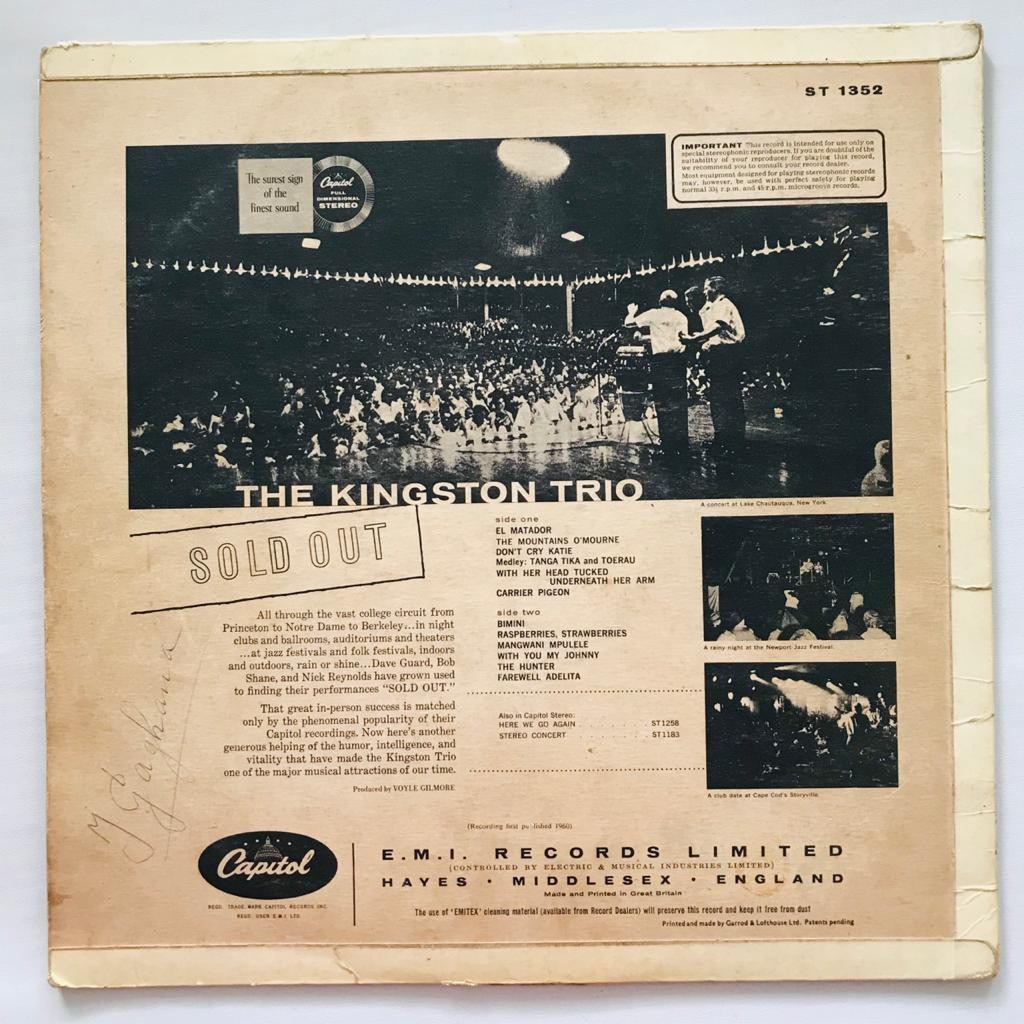 Kingston Trio,The - Sold Out - LP Vinyl Piringan Hitam PH - Gambar 2