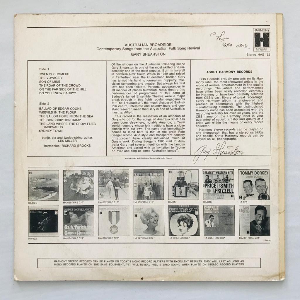 Gary Shearston - Australian Broadside - LP Vinyl Piringan Hitam PH - Gambar 2