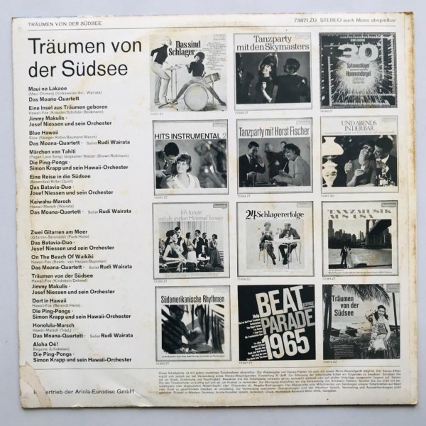 Various - Traumen Von Der Sudsee - LP Vinyl Piringan Hitam PH - Gambar 2