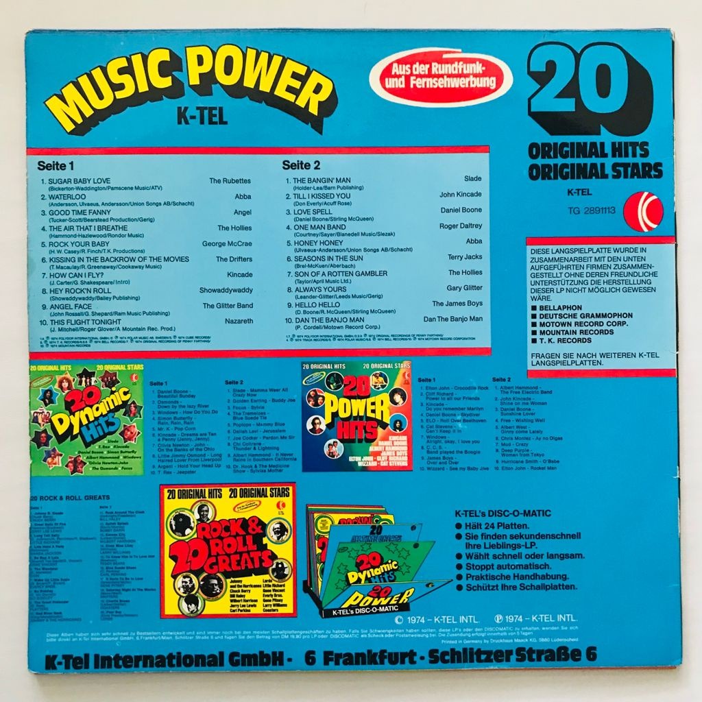 Music Power - 20 Original Hits 20 Original Stars - LP Vinyl PH - Gambar 2