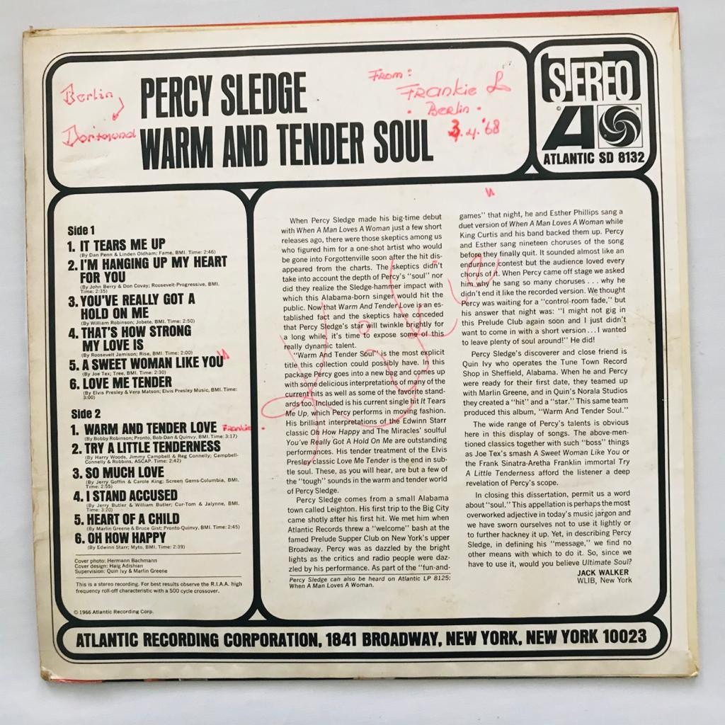 Percy Sledge - Warm & Tender Soul - LP Vinyl Piringan Hitam PH - Gambar 2