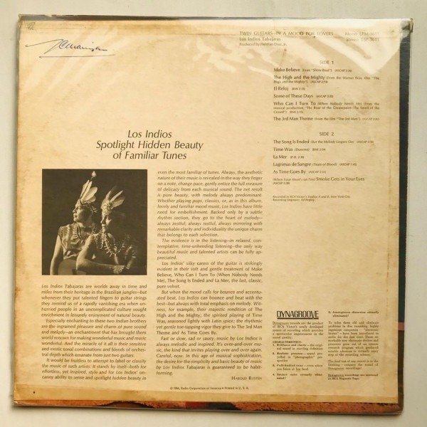 Los Indios Tabajaras - Twin Guitars - In A Mood For Lovers - LP Vinyl PH - Gambar 2