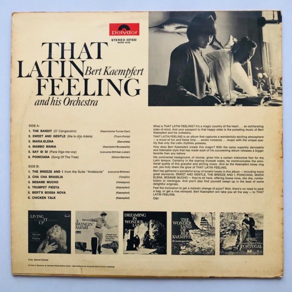 Bert Kaempfert And His Orchestra - That Latin Feeling - LP Vinyl PH - Gambar 2