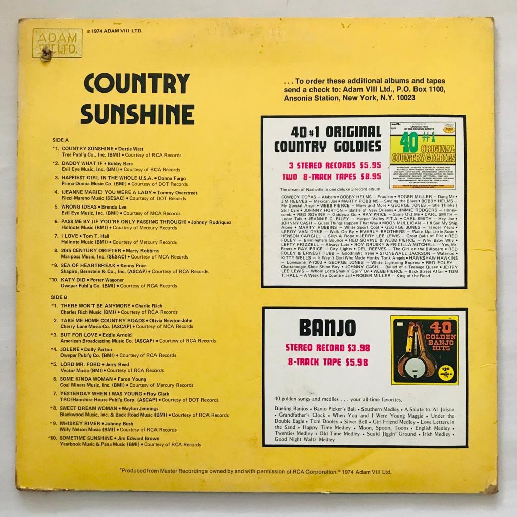 Country Sunshine - Hits - LP Vinyl Piringan Hitam PH - Gambar 2