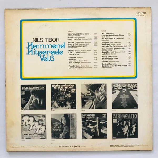 Nils Tibor - Hammond Hitparade Vol. 6 - LP Vinyl PH - Gambar 2