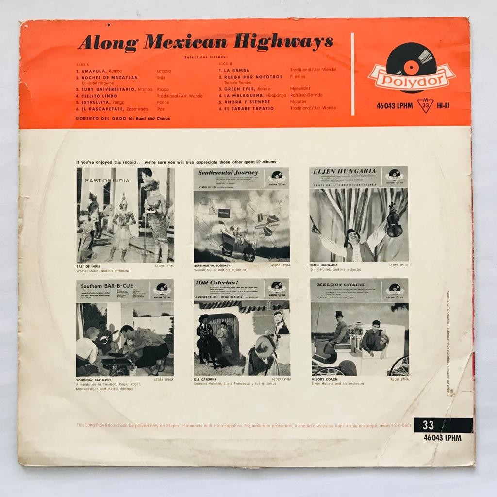 Roberto Del Gado And His Band - Along Mexican Highways - LP Vinyl PH - Gambar 2