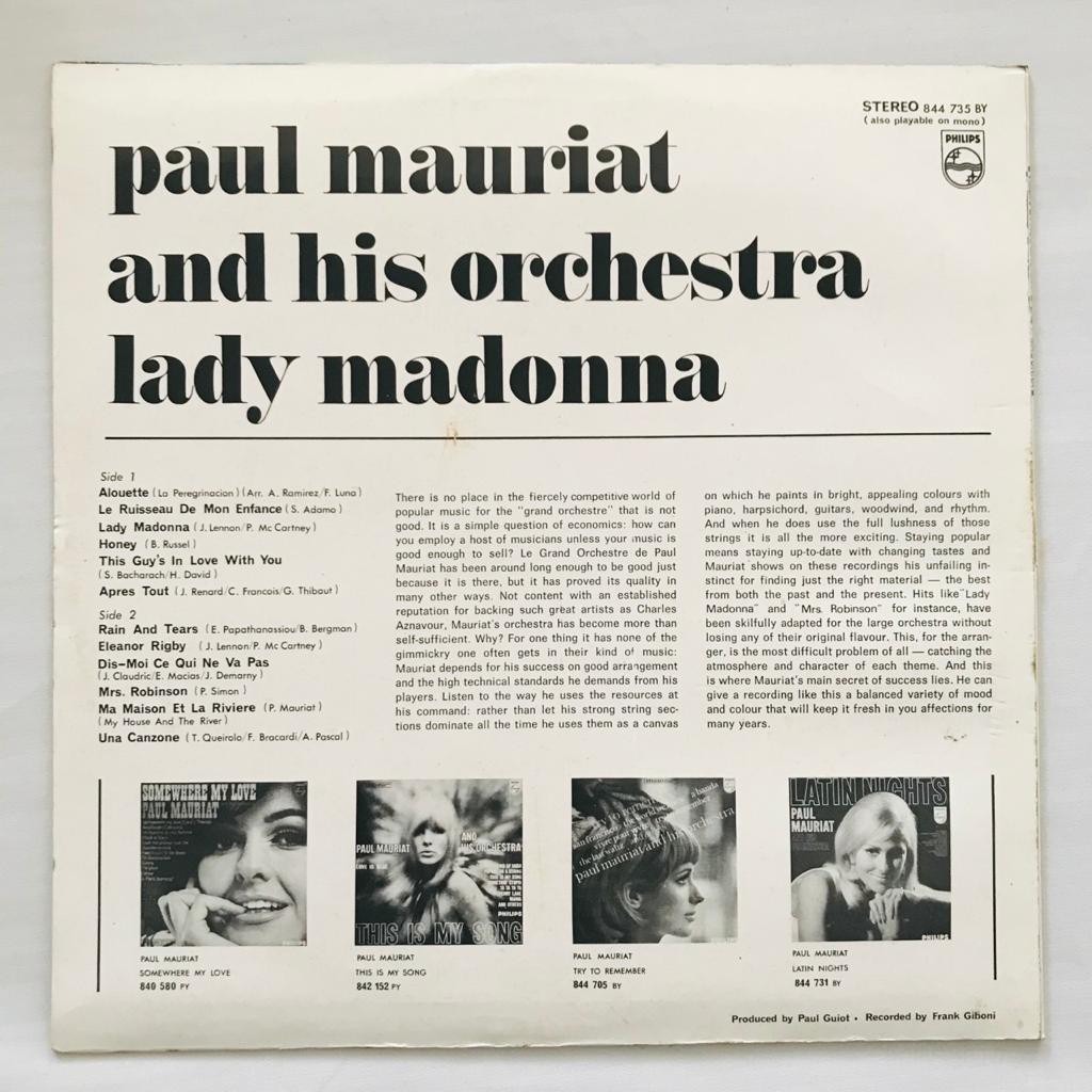 Paul Mauriat - Lady Madonna - LP Vinyl Piringan Hitam PH - Gambar 2
