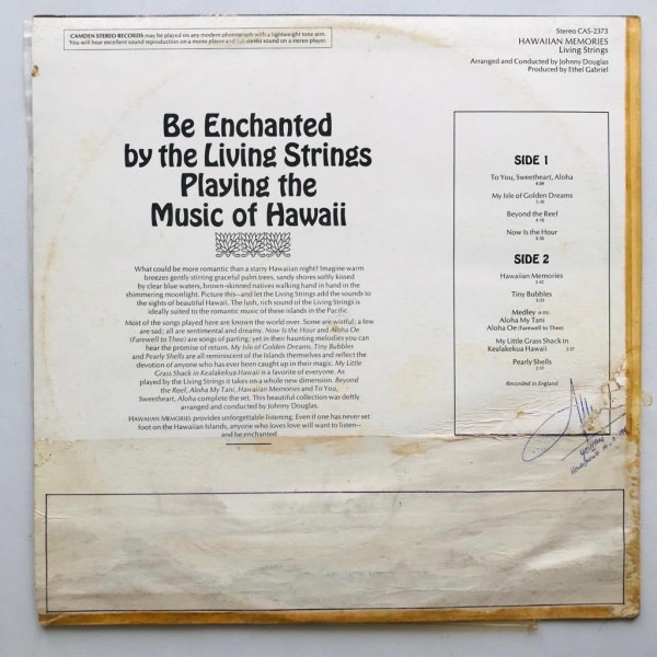 Living Strings - Hawaiian Memories - LP Vinyl Piringan Hitam PH - Gambar 2
