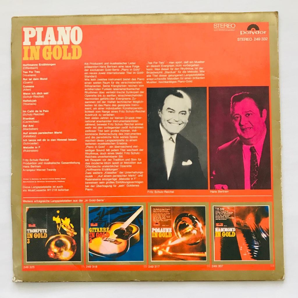 Fritz Schulz-Reichel - Piano In Gold - LP Vinyl Piringan Hitam PH - Gambar 2