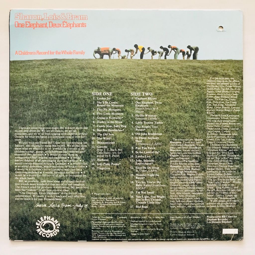Sharon, Lois & Bram - One Elephant, Deux Elephants - LP Vinyl PH - Gambar 2