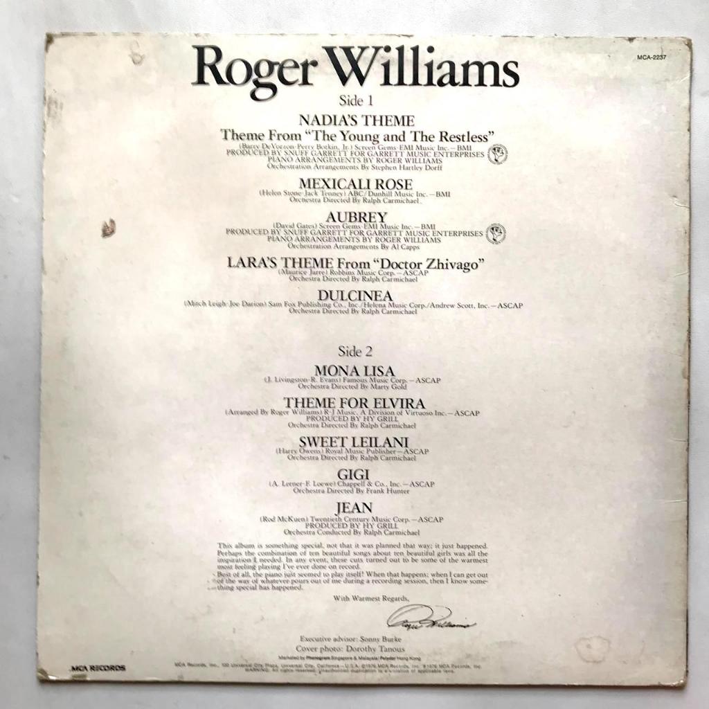 Roger Williams - Nadia's Theme - LP Vinyl PH Piringan Hitam - Gambar 2