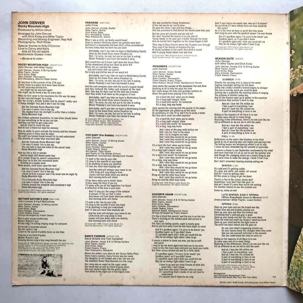 John Denver - Rocky Mountain High - LP Vinyl PH Piringan Hitam - Gambar 3