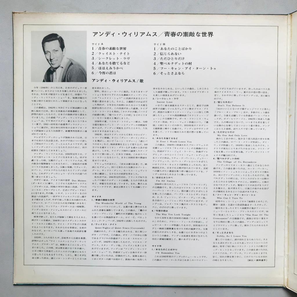 Andy Williams - The Wonderful World Of The Young - LP Vinyl PH - Gambar 3