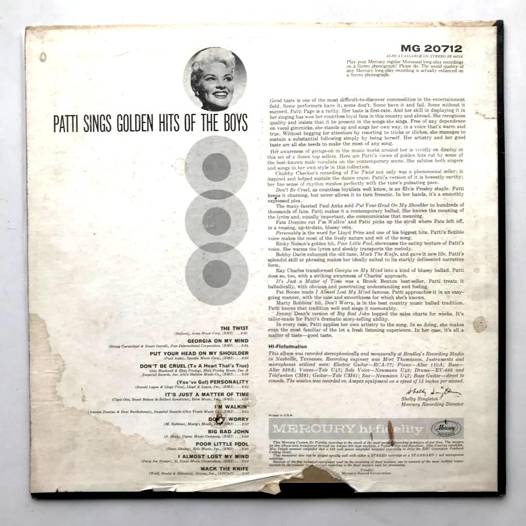 Patti Page - Patti Sings Golden Hits Of The Boys - LP Vinyl PH - Gambar 2