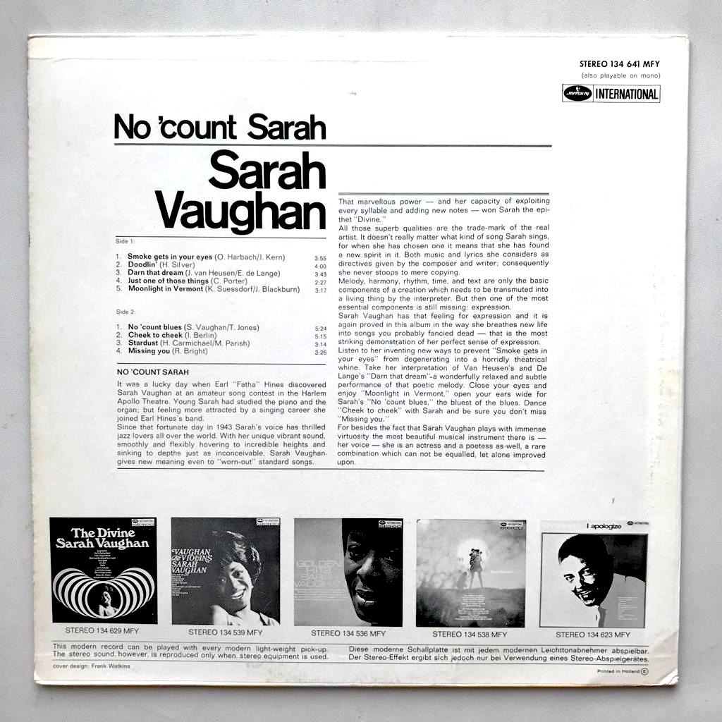 Sarah Vaughan - No 'count Sarah - LP Vinyl Piringan Hitam PH - Gambar 2