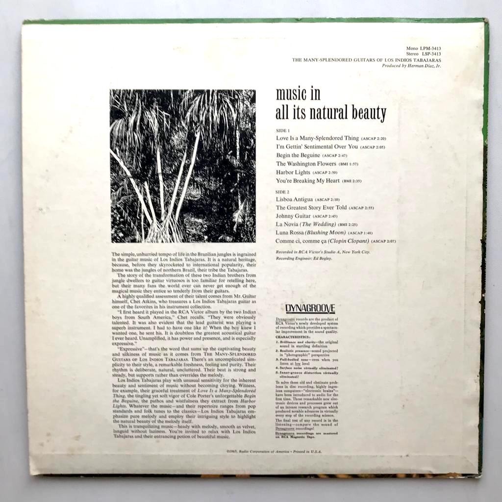 Los Indios Tabajaras - The Many-Splendored Guitars - LP Vinyl PH - Gambar 2