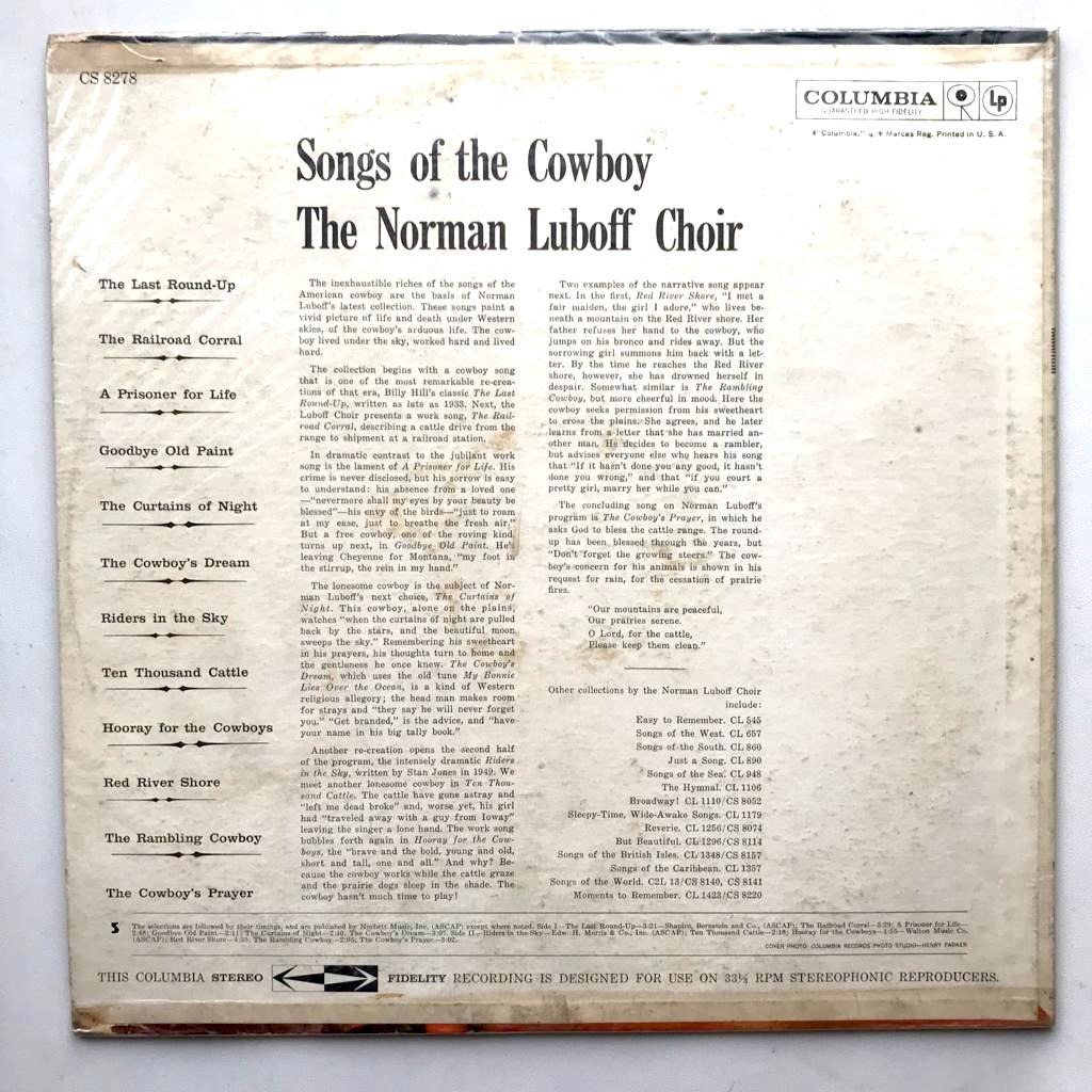 Norman Luboff Choir - Songs Of The Cowboy - LP Vinyl PH - Gambar 2