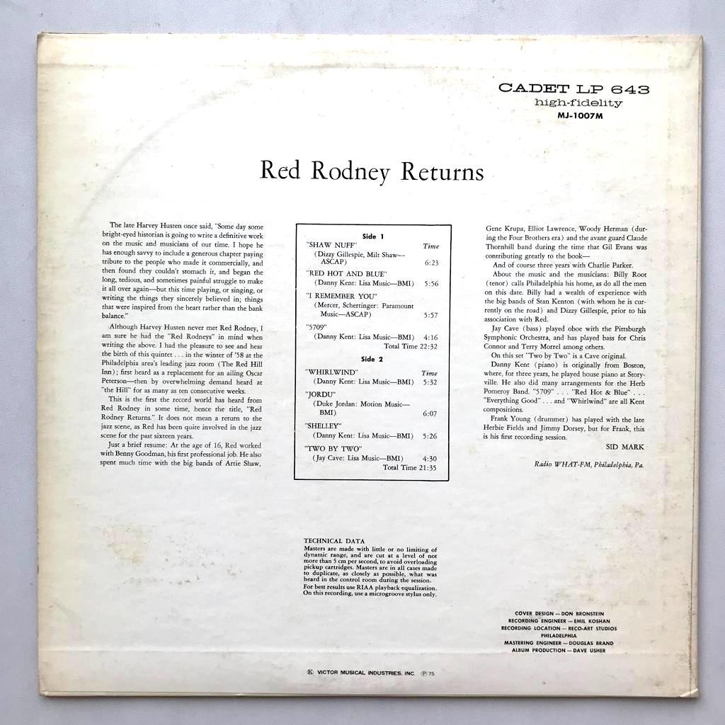 Red Rodney Featuring Billy Root - Red Rodney Returns - LP Vinyl PH - Gambar 2