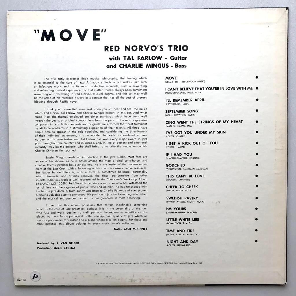 Red Norvo Trio With Tal Farlow, Charlie Mingus - Move! - LP Vinyl PH - Gambar 2
